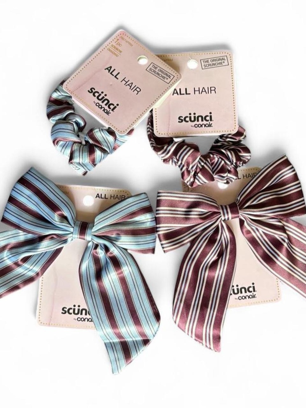 scünci striped satin bow + scrunchie bundle